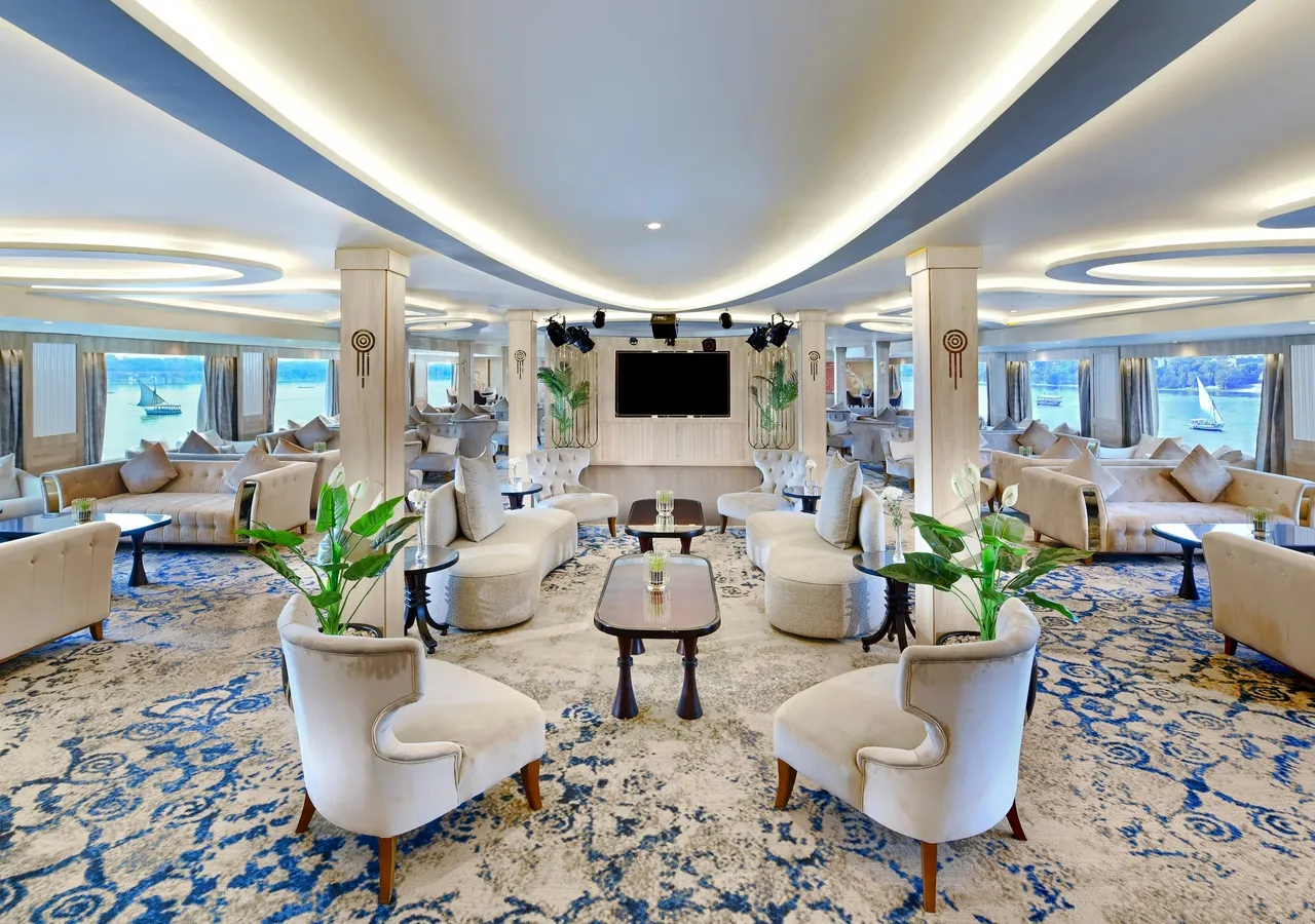 Lounge aboard the Kon Tiki Nile cruise