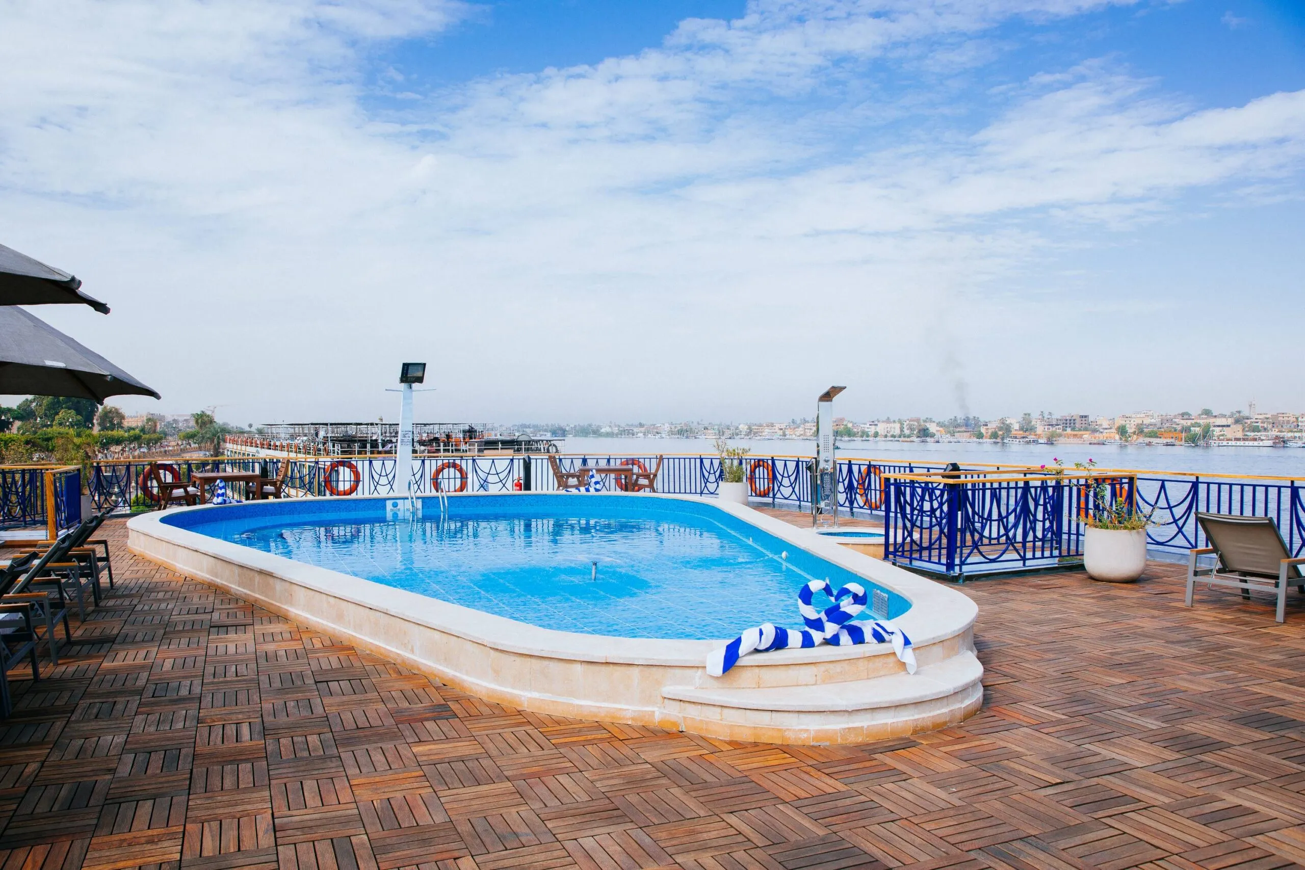 Sun deck of the Amwaj Living Stone Nile Cruise Nile cruise